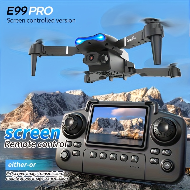 Rc Helicopter Tool Kit - E99 PRO MAX：デュアルHDカメラ、画面付きリモコン、2つのバッテリー、合計40分の飛行時間、ワンキーで帰還、LEDライト、予備プロペラ、プロペラガード、修理用ツールキットを搭載した折りたたみ式ドローン。大人向けのブラックフライデーやクリスマスギフトに最適。